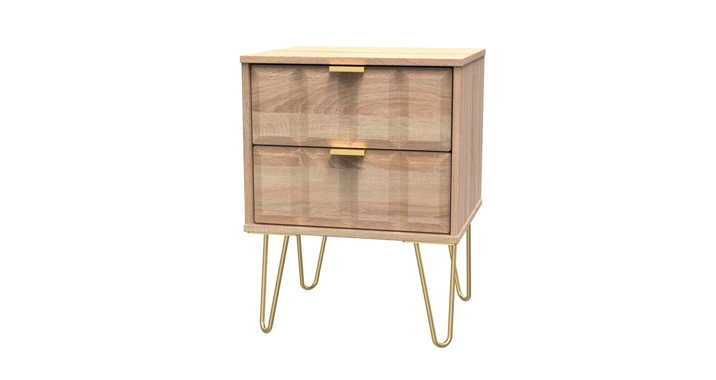 Cube 2 Drawer Bedside Cabinet in Bardolino Oak
