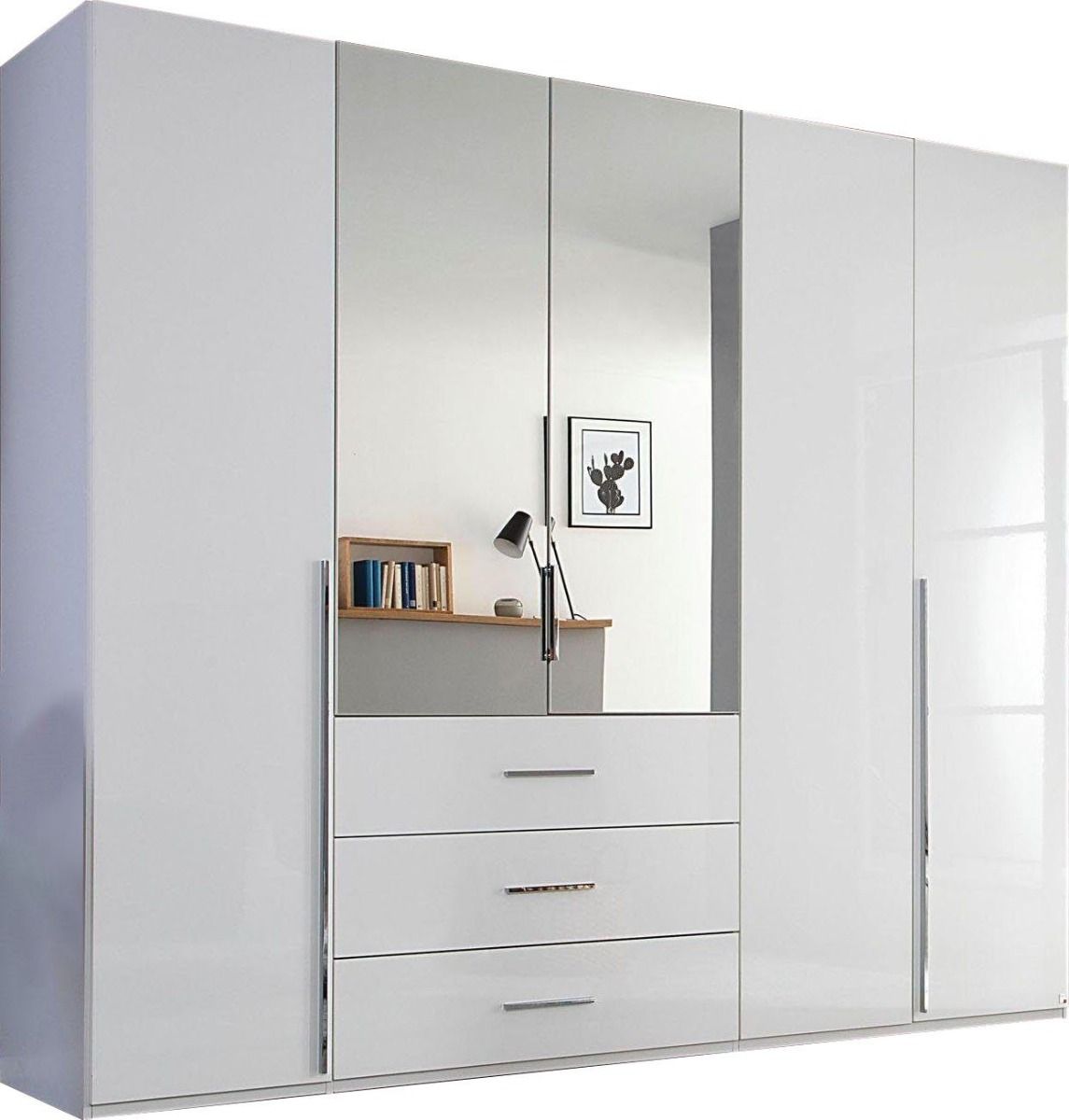 Rauch Montclar White Gloss Wardrobe with Drawers