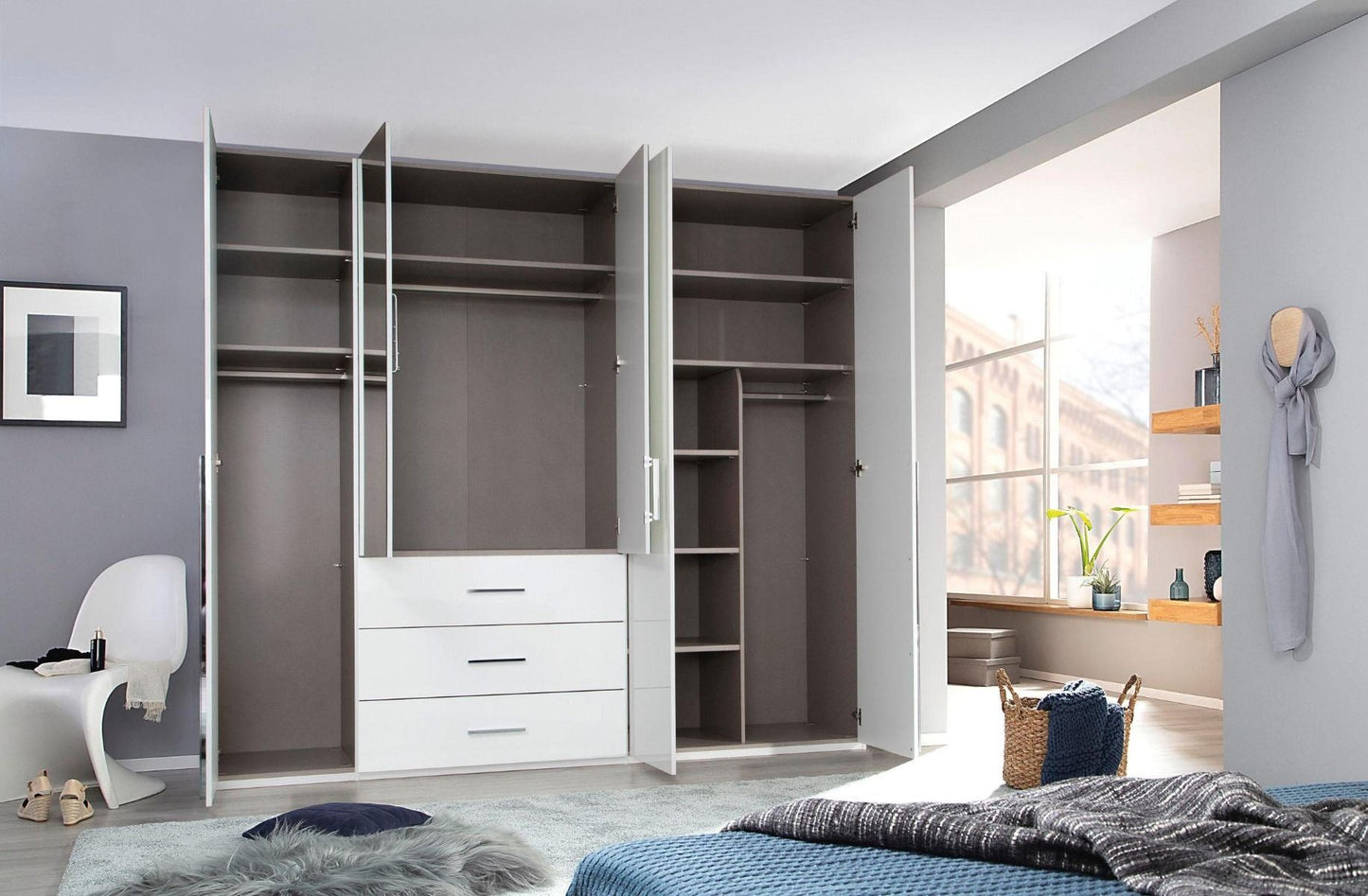 Rauch Montclar White Gloss Wardrobe with Drawers