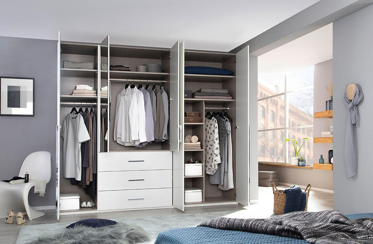 Rauch Montclar White Gloss Wardrobe with Drawers