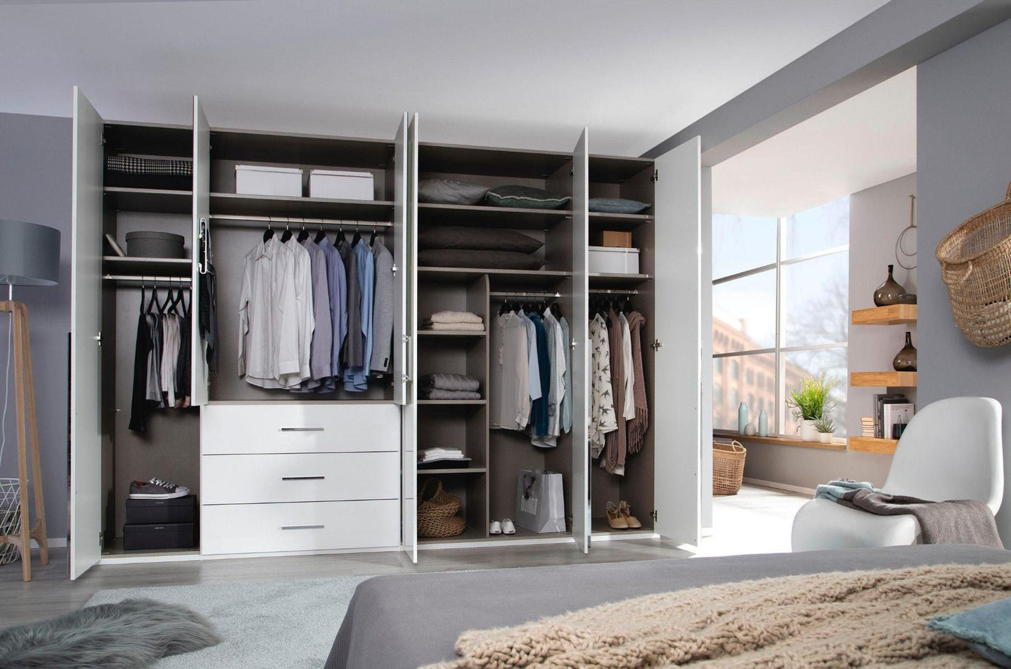 Rauch Montclar White Gloss Wardrobe with Drawers