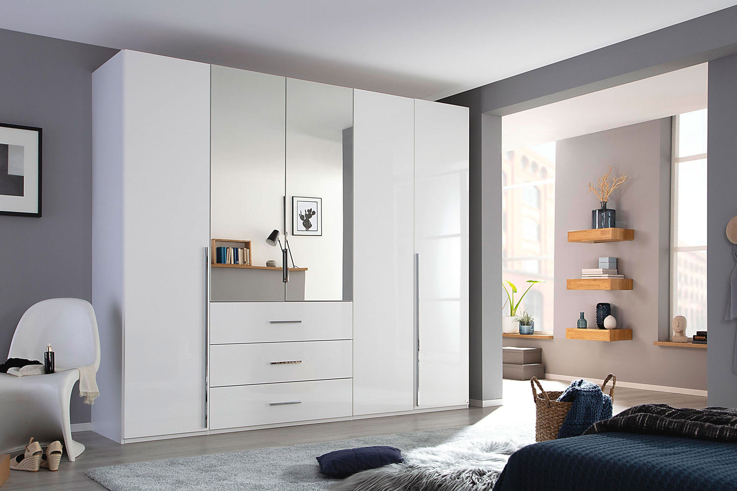 Rauch Montclar White Gloss Wardrobe with Drawers