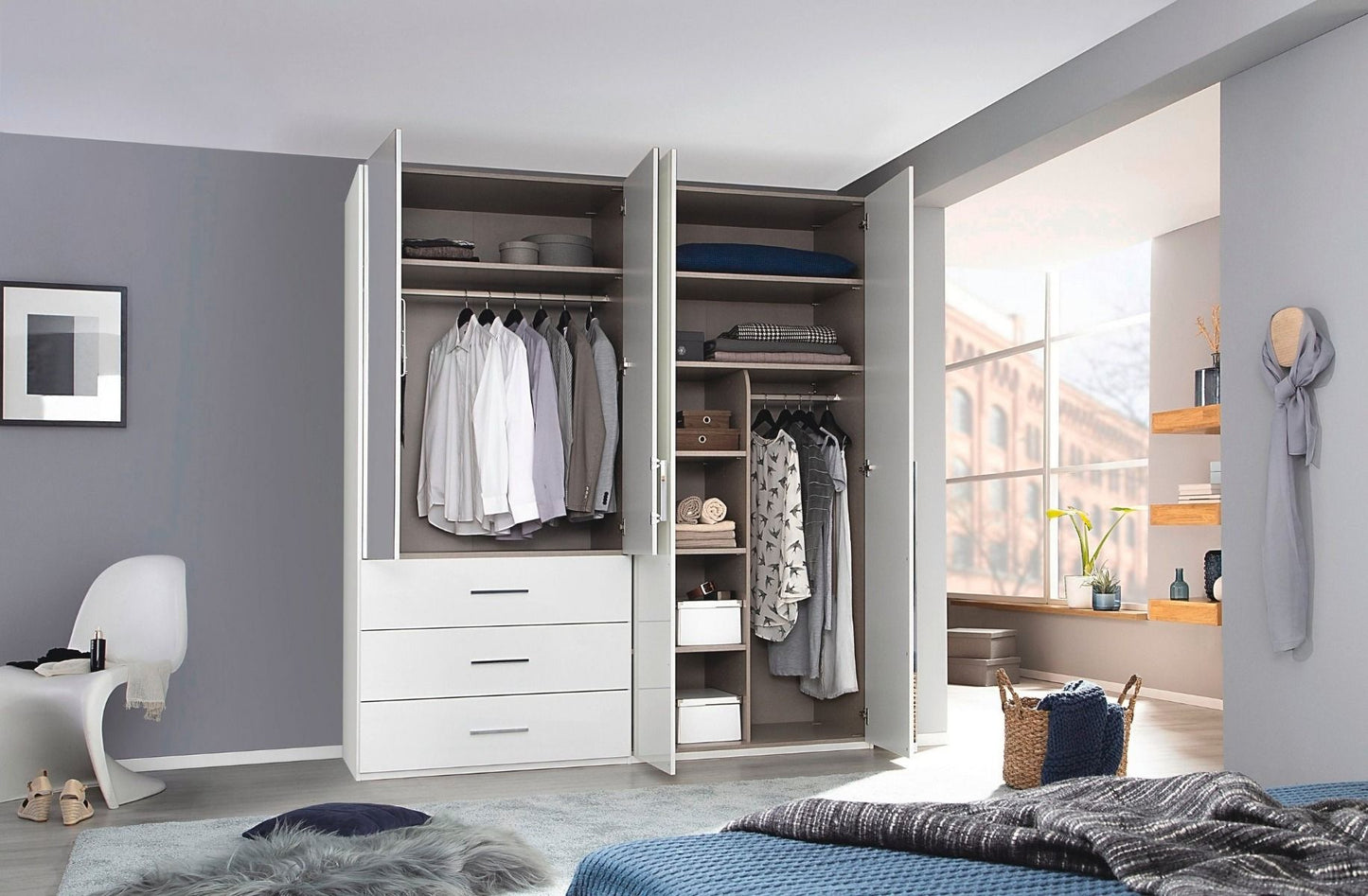 Rauch Montclar White Gloss Wardrobe with Drawers