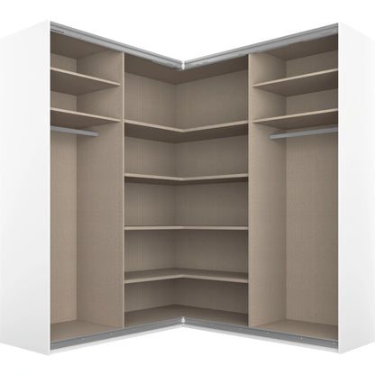 Corner wardrobes with shelves