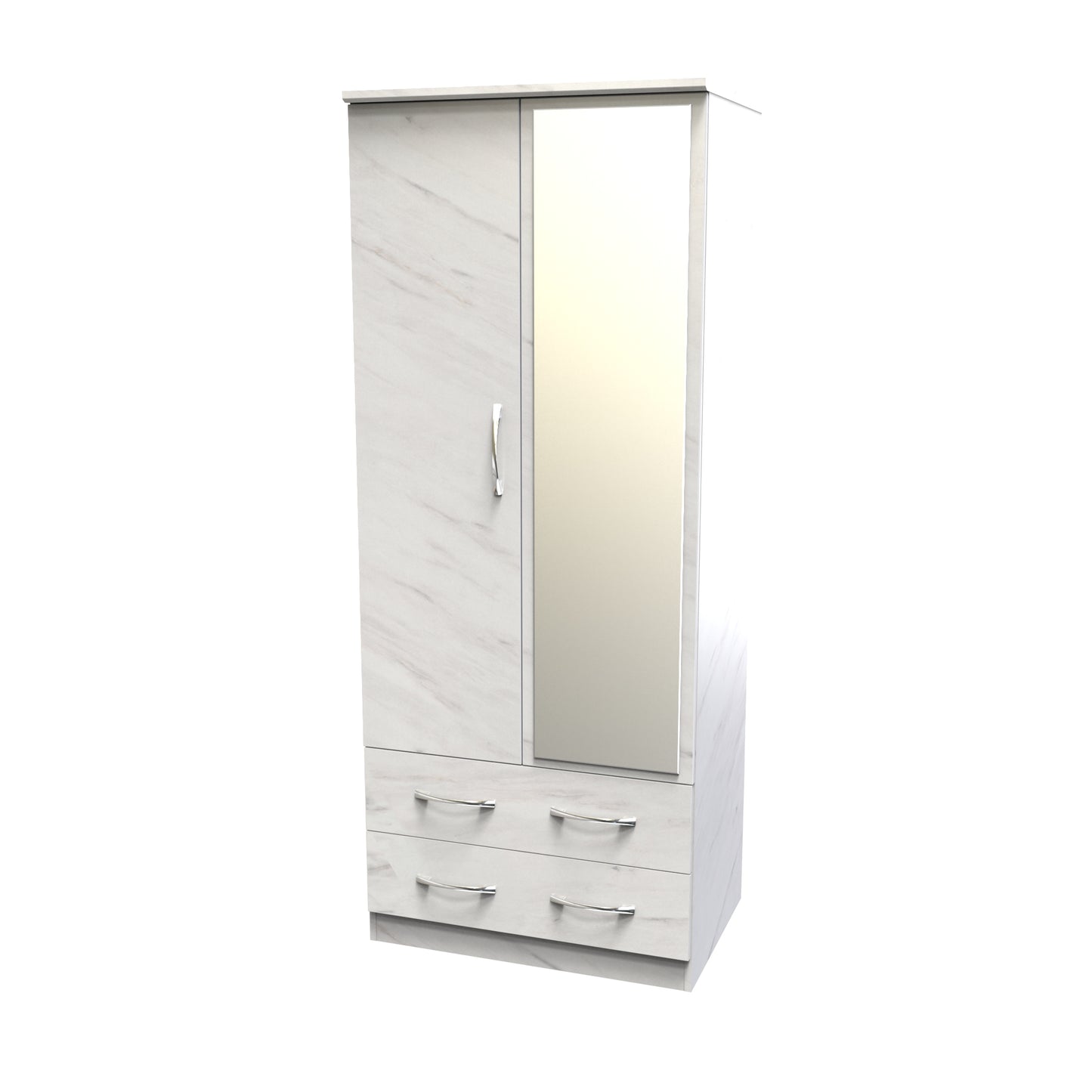 Avon 2ft6in 2 Drawer Mirror Wardrobe