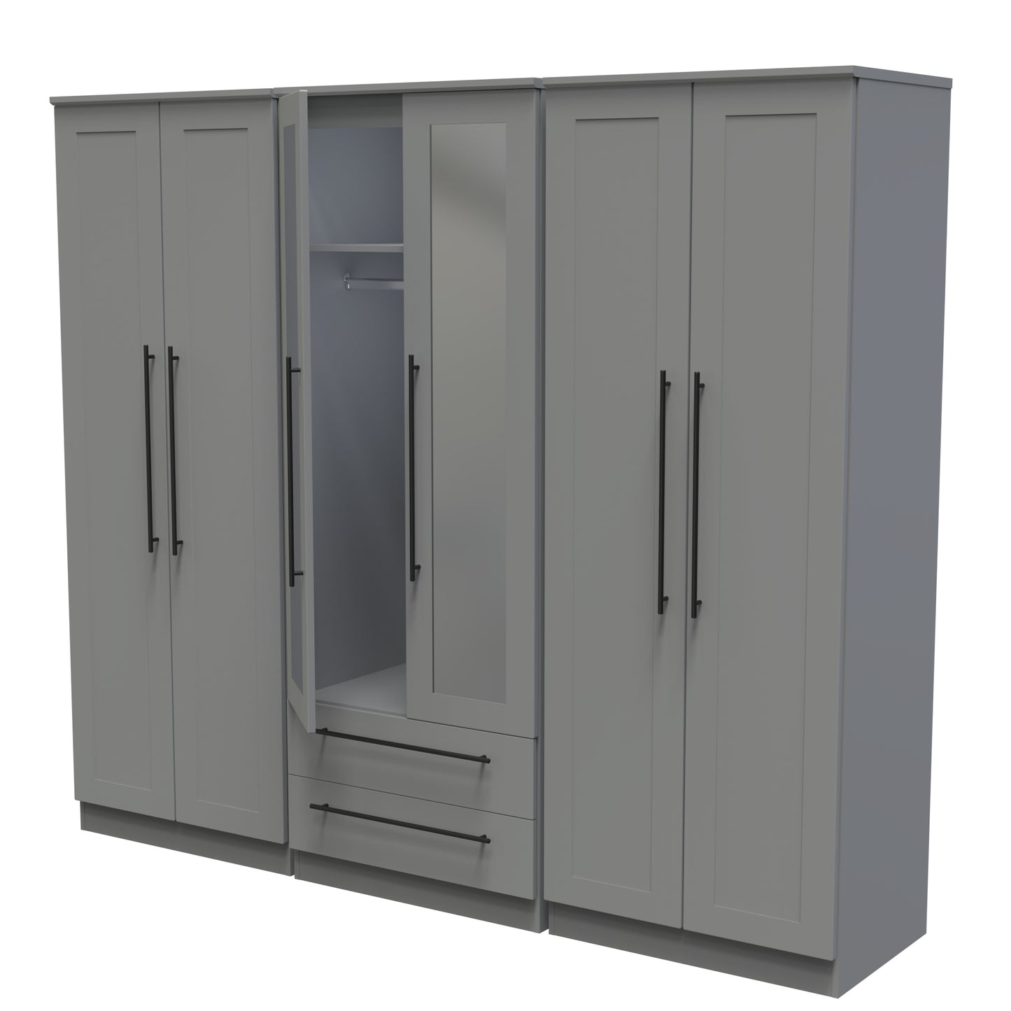 Beverley Tall 6 Door Wardrobe in Dusk Grey