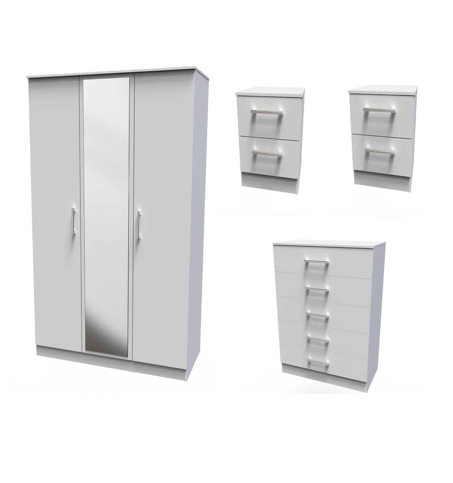 Devon 4 piece set with 3 door Wardrobe