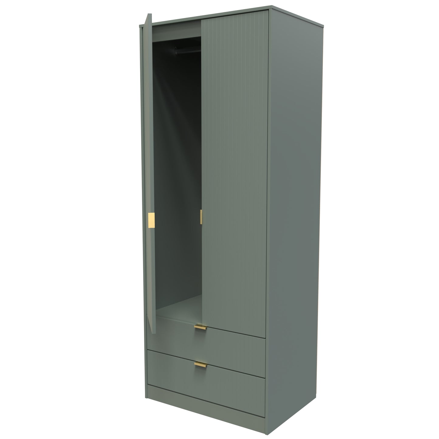 Linear Tall 2 Drawer Wardrobe Single Colour