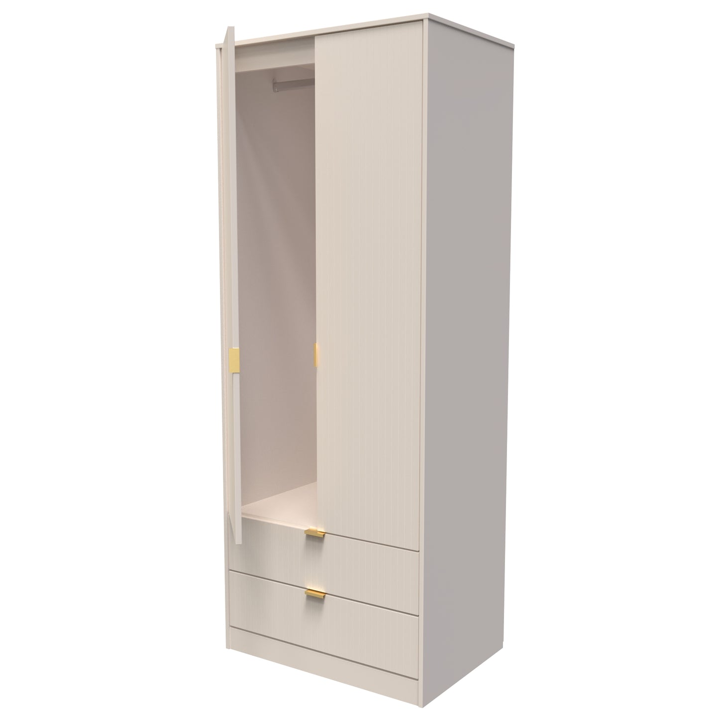 Linear Tall 2 Drawer Wardrobe Single Colour