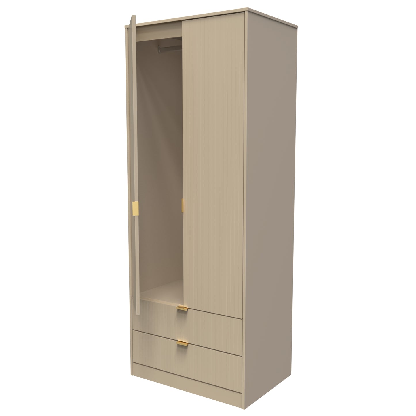 Linear Tall 2 Drawer Wardrobe Single Colour