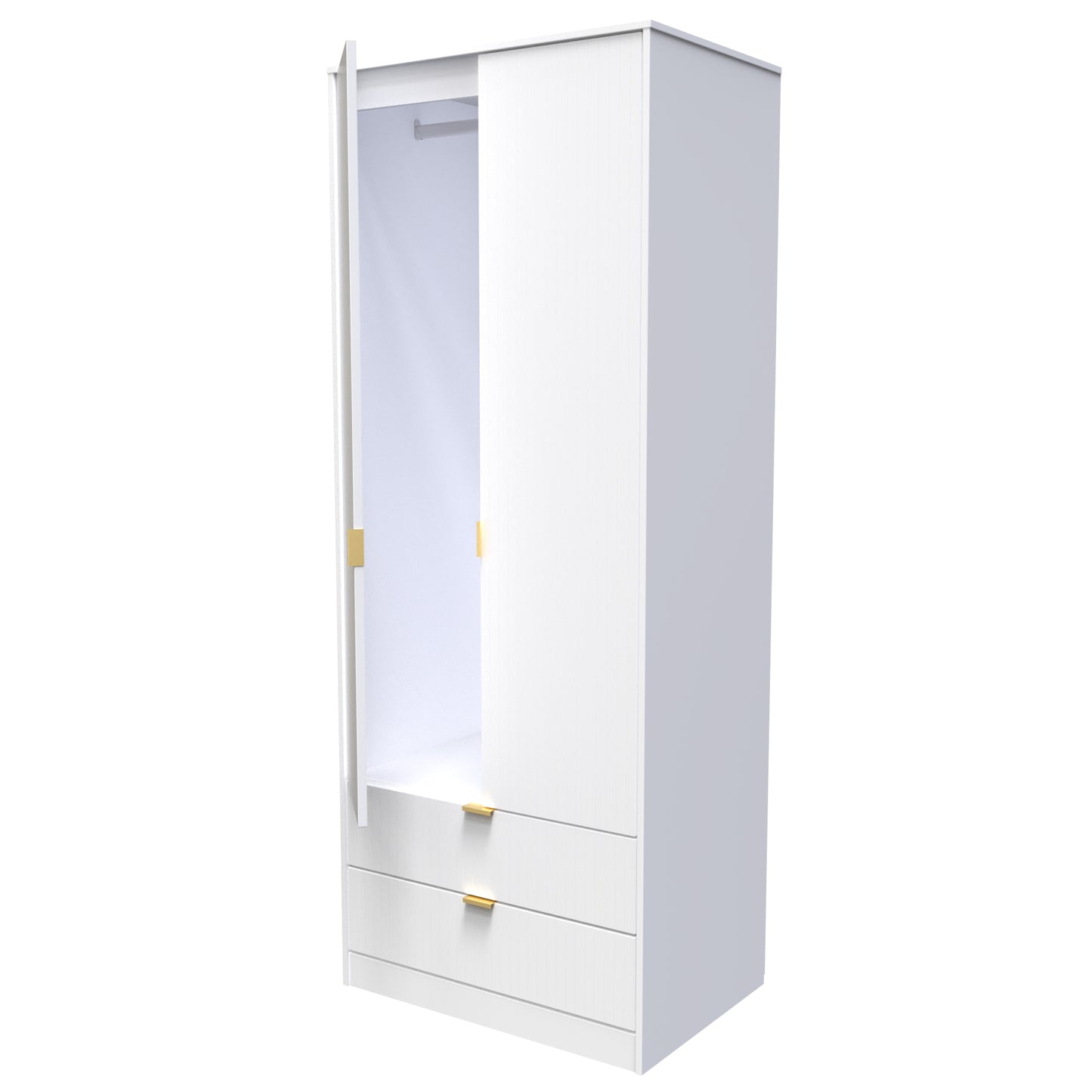 Linear Tall 2 Drawer Wardrobe Single Colour