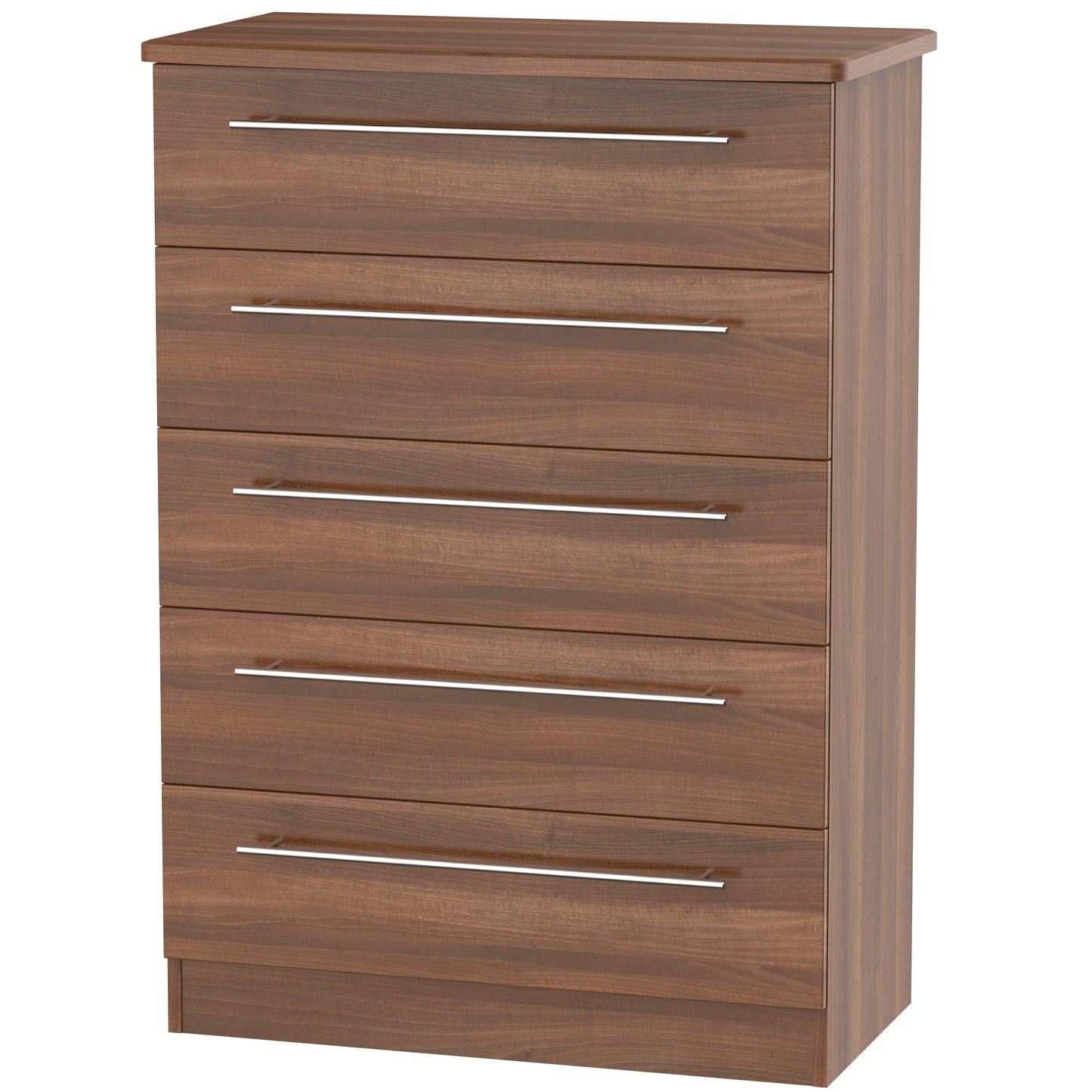 Sherwood Oak 5 Drawer Chest fully assembled