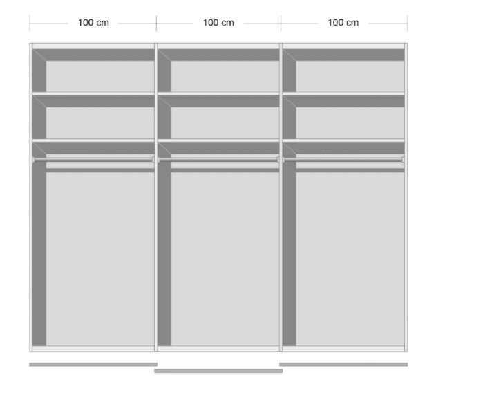 Rauch Imperial 3 Sliding Door Wardrobe 300cm With 1 Mirror Door