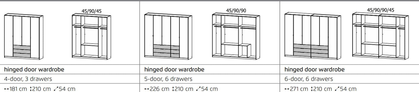 Davos wardrobe with Drawers Plain Fronts