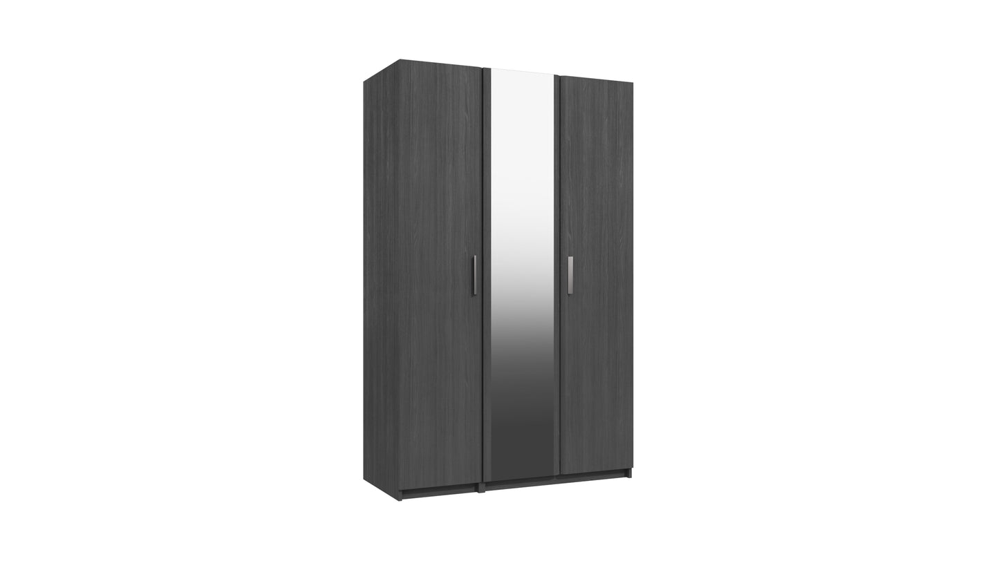 Waterfall 3 Door  with mirror Wardrobe Graphite