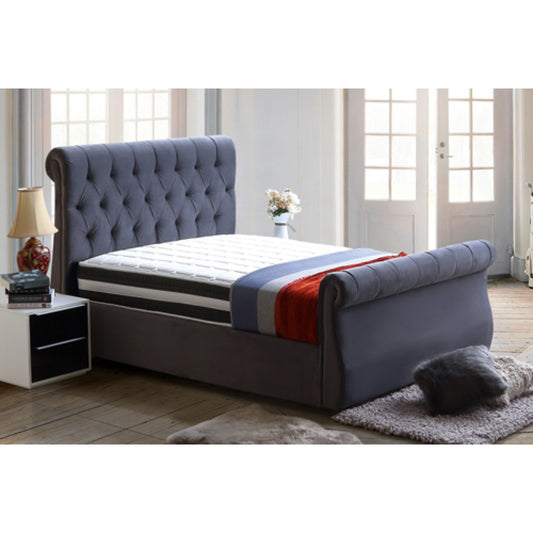 Chester Scroll Bedstead Plush Grey