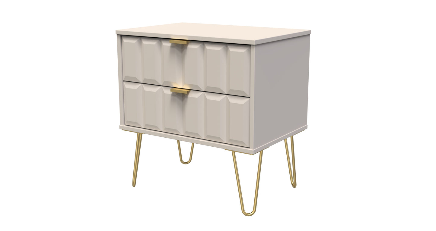Cube 2 Drawer Bedside Cabinet in Kashmir Matt