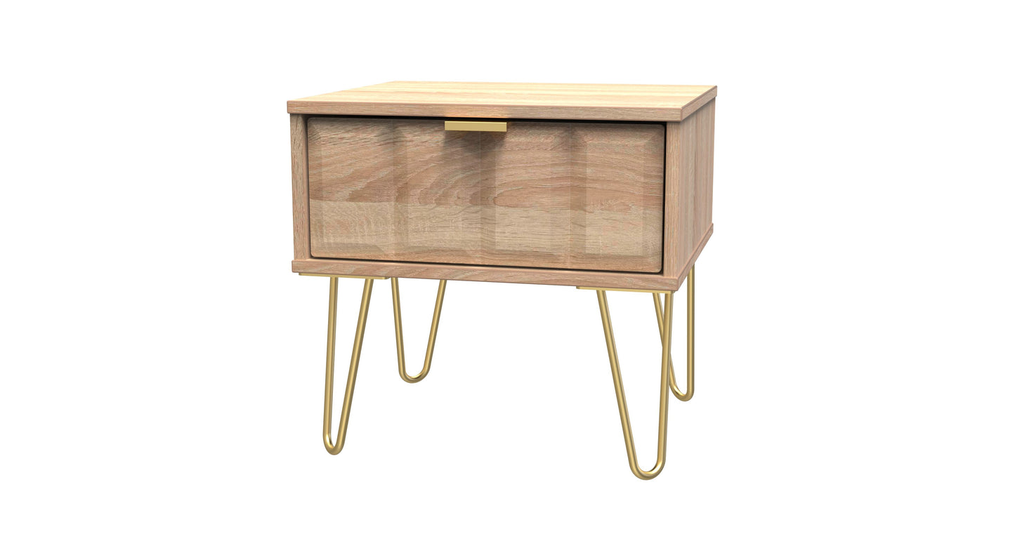 Cube 1 Drawer Bedside Cabinet with Legs Bardolino Oak