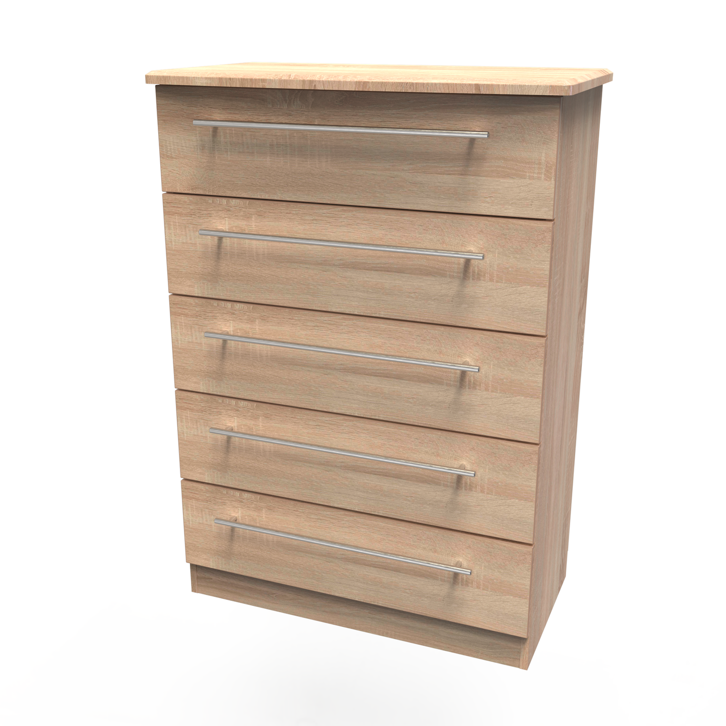 Sherwood Oak 5 Drawer Chest fully assembled