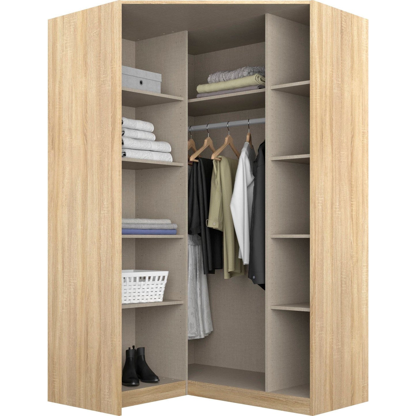 Rauch Celle High Gloss White 2 Door Corner Wardrobe with Shelves