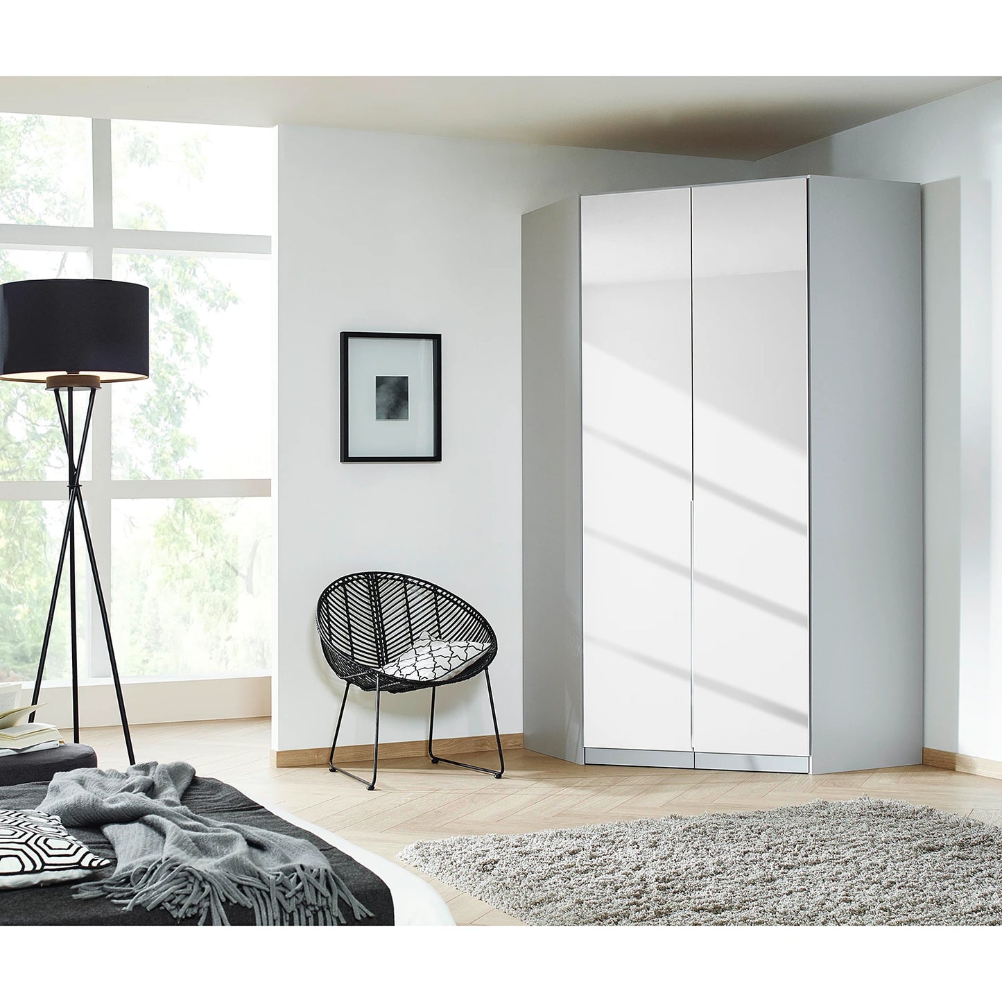 Rauch Alabama 2 Door Walk-in Corner Wardrobe Mirrored