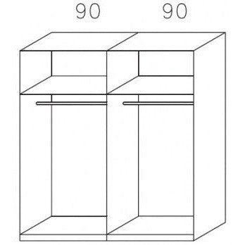 Lima Imperial Wooden Decor 2 Sliding Door Wardrobe 181cm