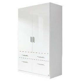 Rauch Celle High Gloss White 2 Door Wardrobe with Drawers