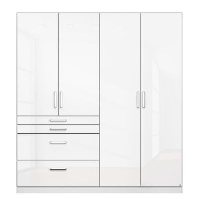 Rauch Homburg Grey 4 door White gloss Wardrobe 