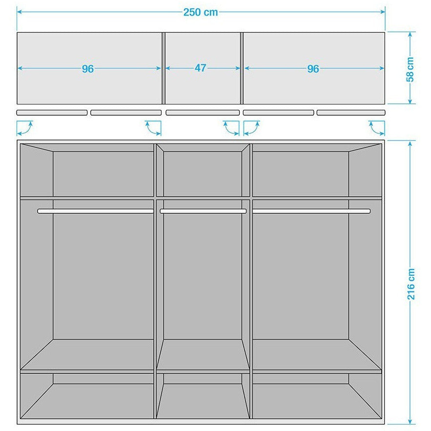 Wiemann Cambridge 5 Door 3 Mirrors Wardrobe