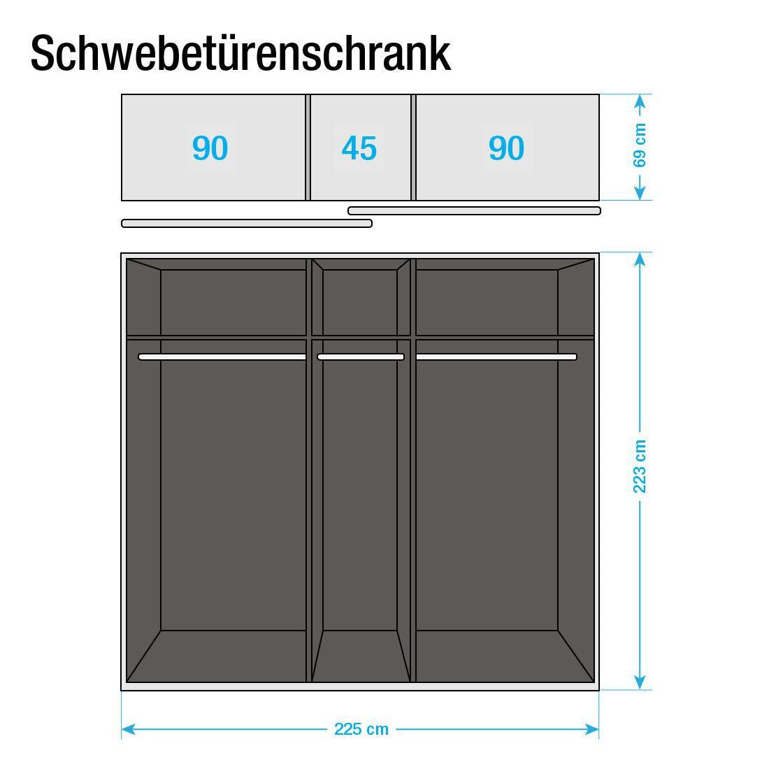 Rita Sliding Door Wardrobe High Gloss White with Stripe Mirrors 226cm