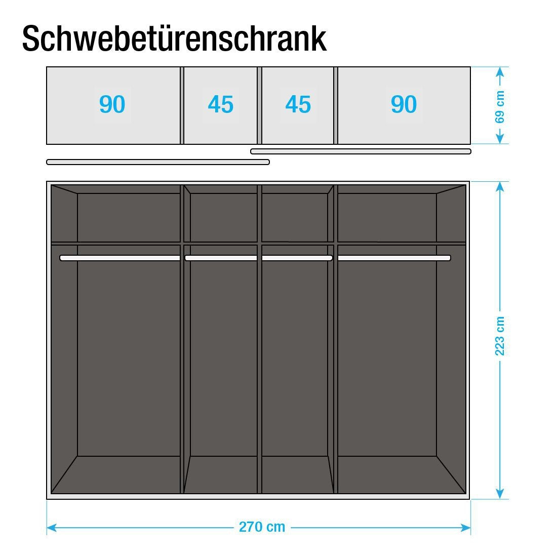 Rita Sliding Door Wardrobe High Gloss White with Stripe Mirrors 270cm