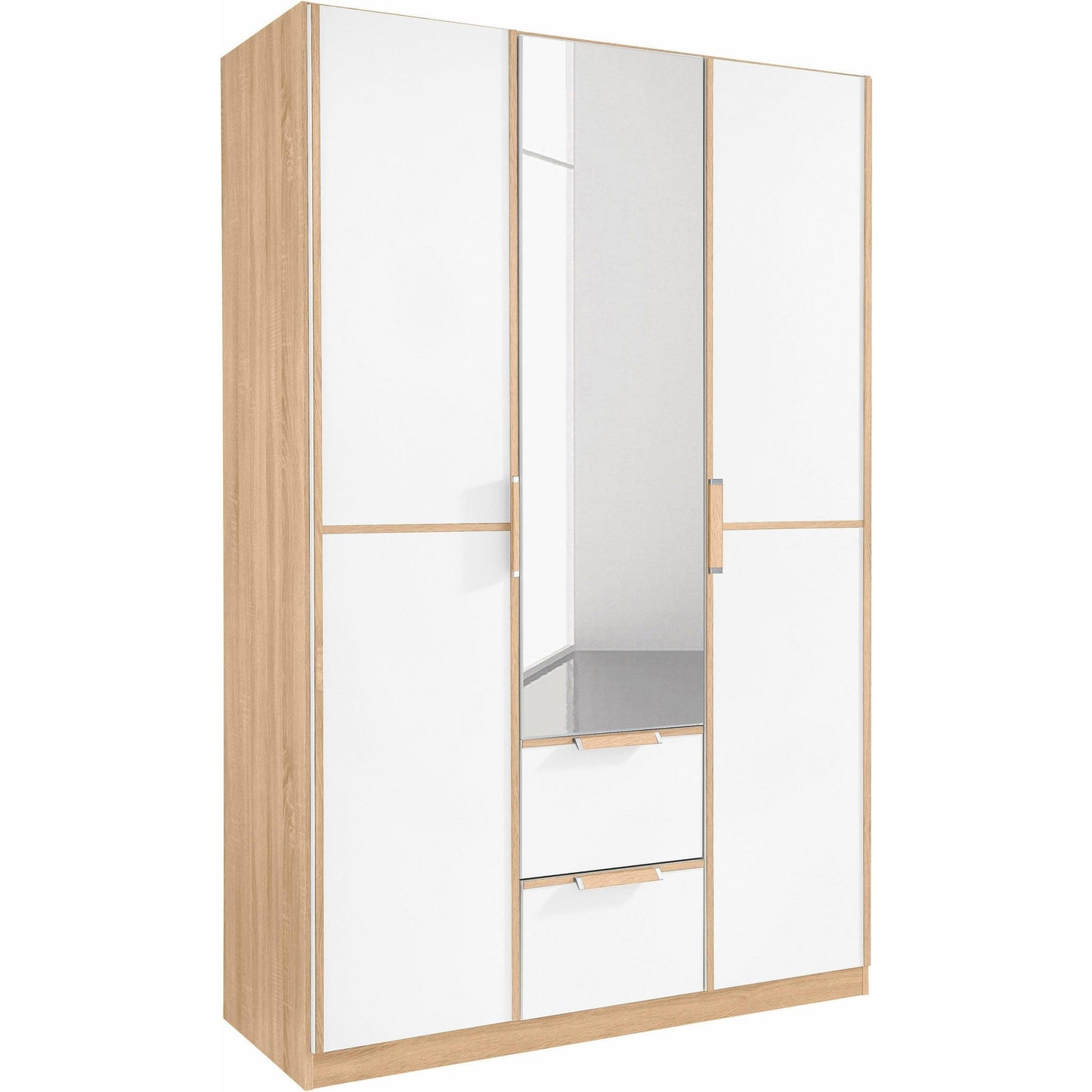 Rauch Essence Modular Wardrobe with Drawers Oak and White Glass