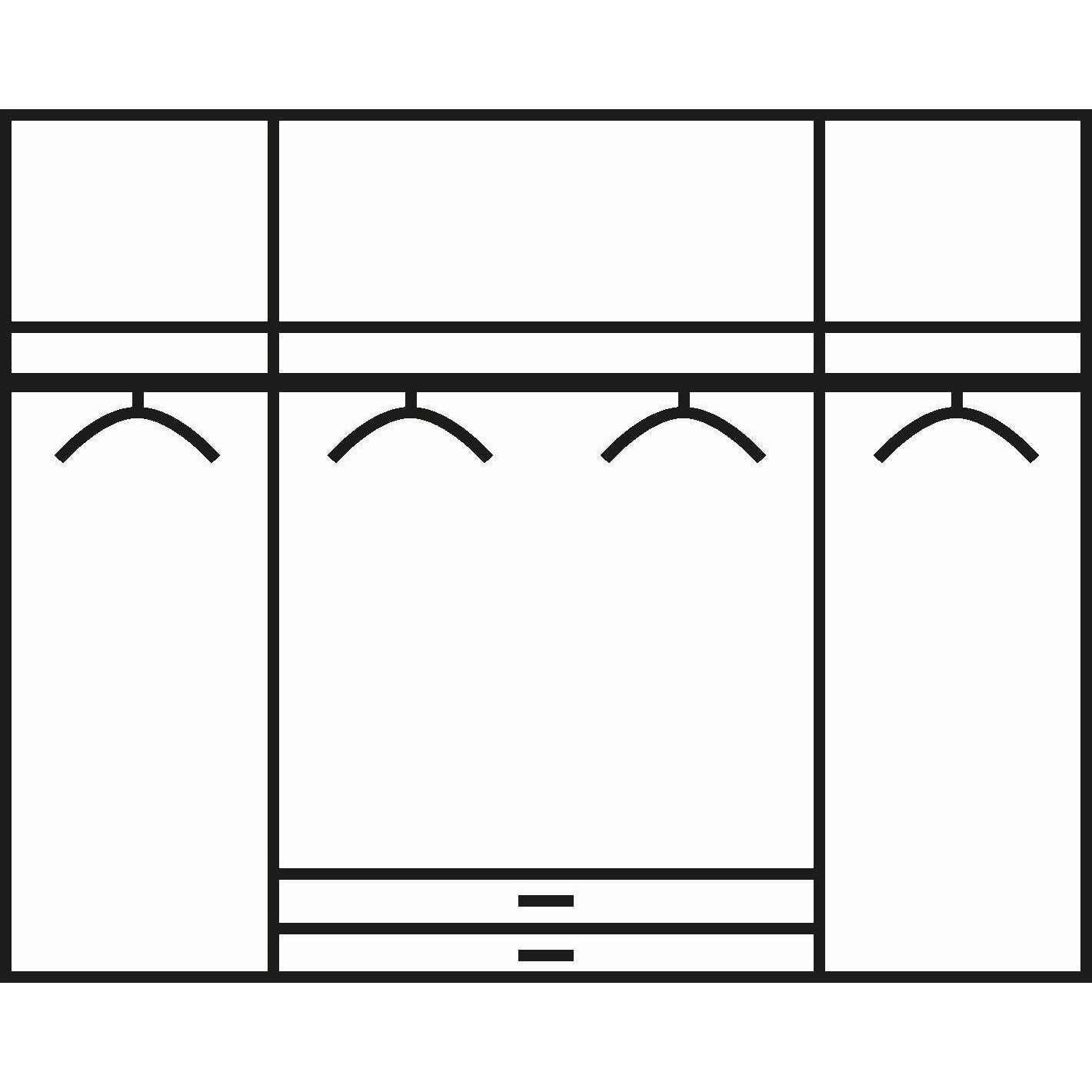 Rauch Essence Modular Wardrobe with Drawers Oak and White Glass