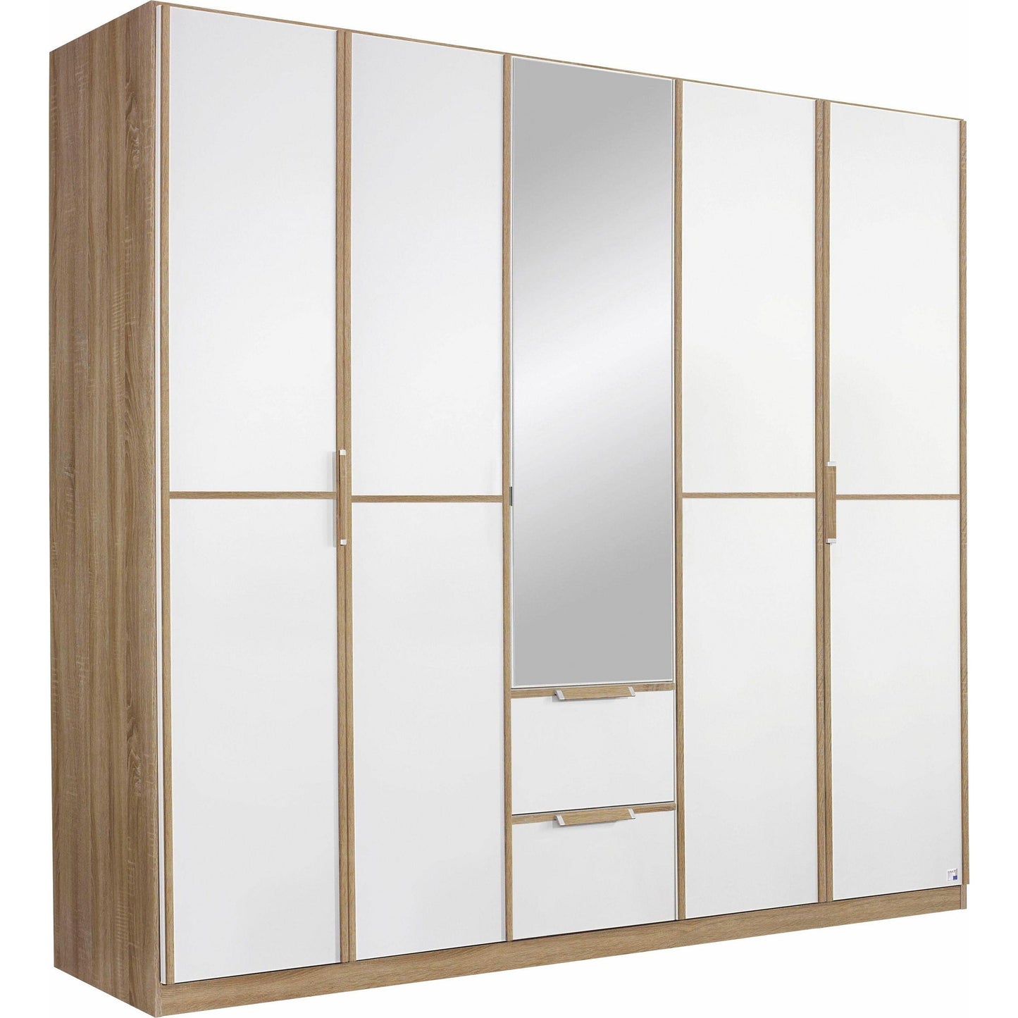 Rauch Essence Modular Wardrobe with Drawers Oak and White Glass