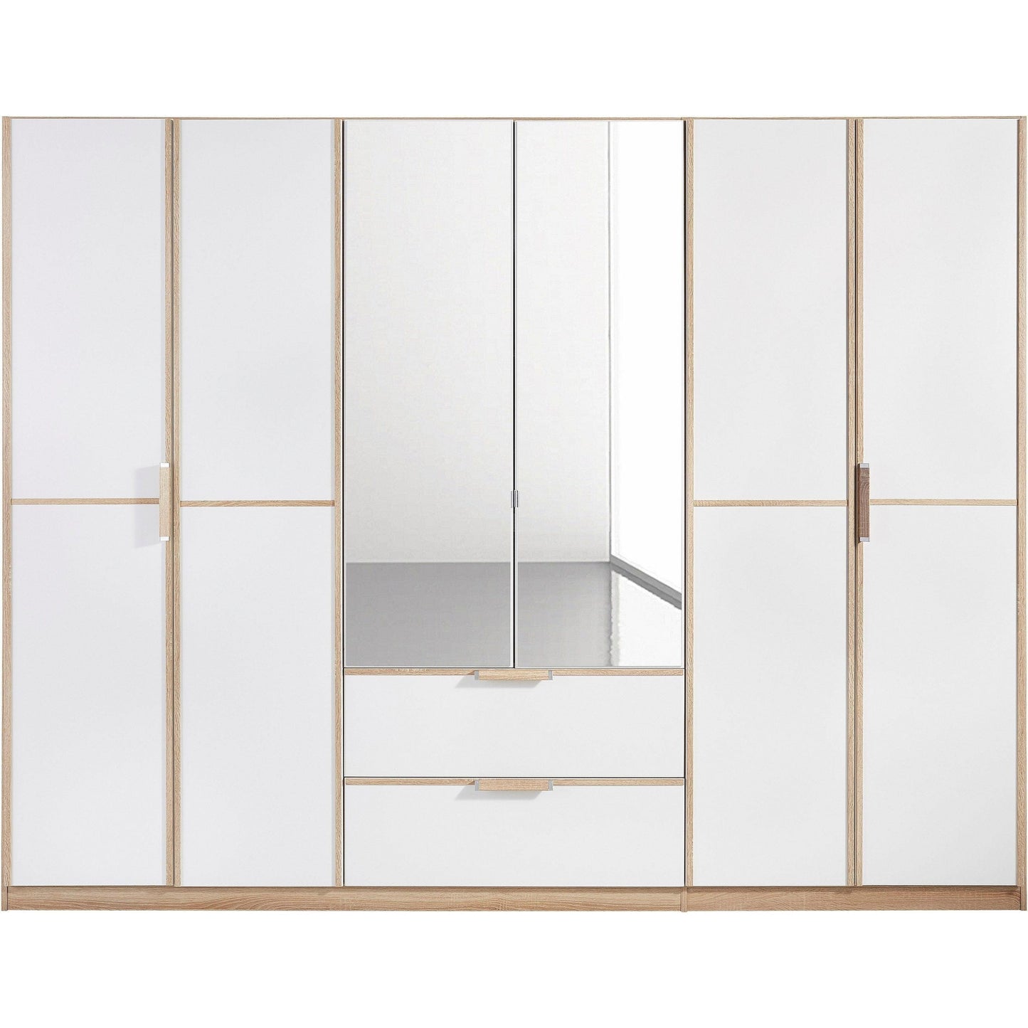 Essence Modular Wardrobe with Drawers Oak and White Glass