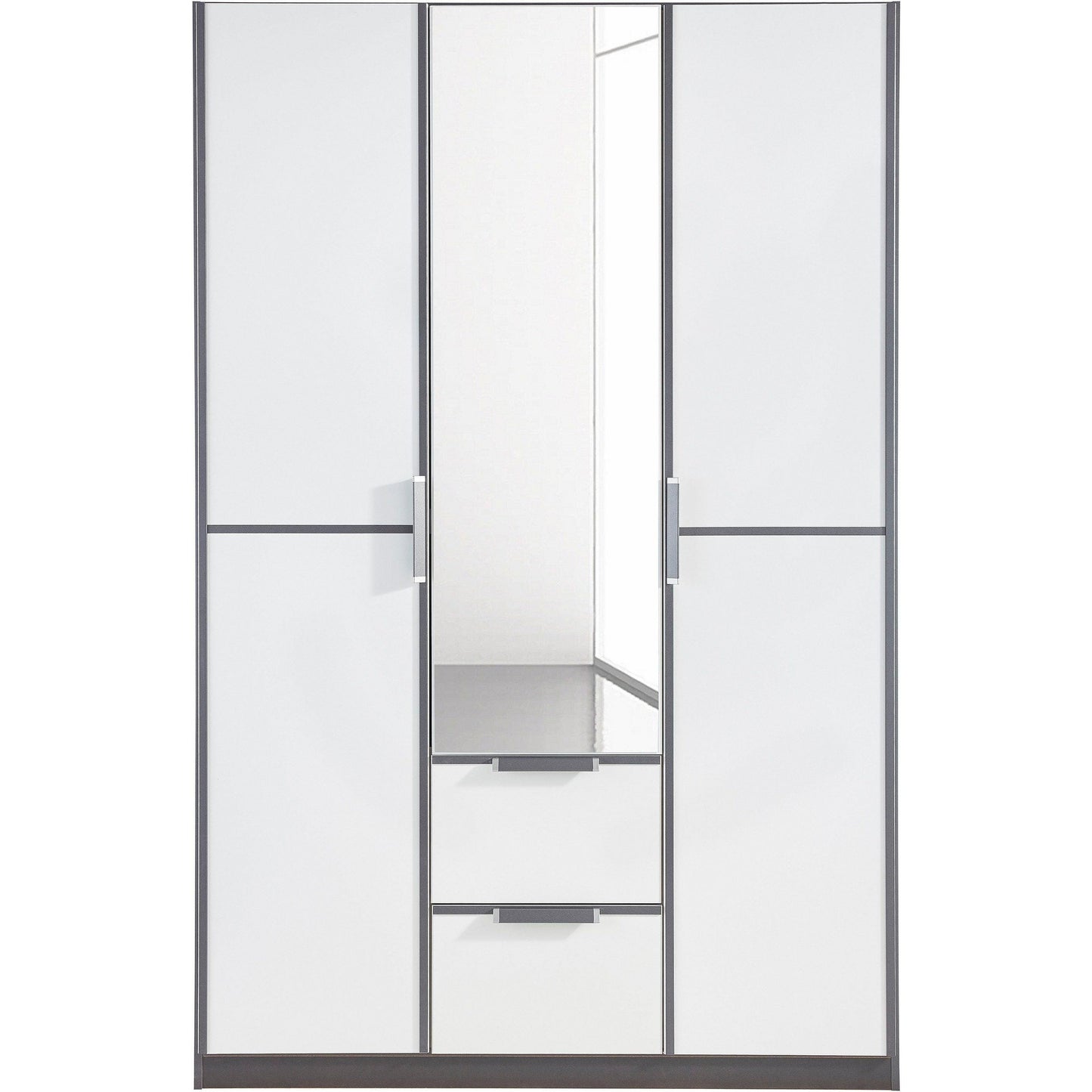 Essence Modular Wardrobe with Drawers Graphite and White Glass