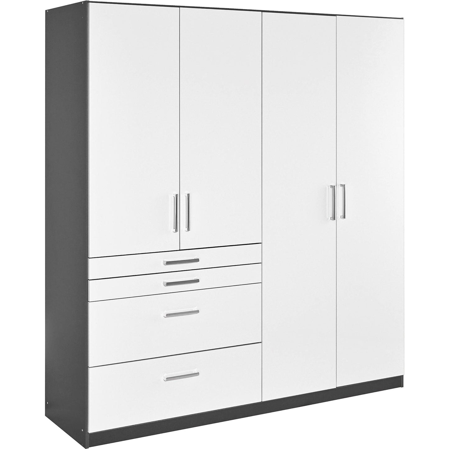 Rauch Homburg Grey 4 door White gloss Wardrobe