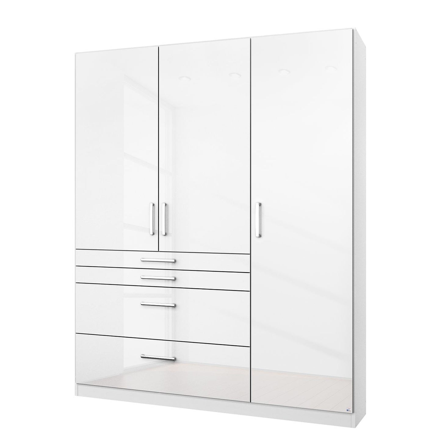 Rauch Harburg 3door wardrobe with drawers in white gloss