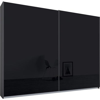 Rauch Essence Sliding Door Wardrobe Graphite Grey Frame Glossy Glass Basalt Doors
