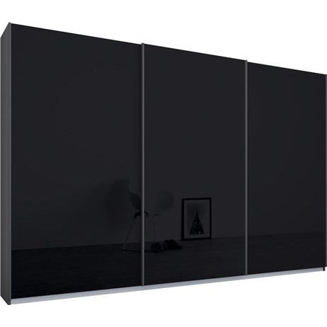 Rauch Essence Sliding Door Wardrobe Graphite Grey Frame Glossy Glass Basalt Doors