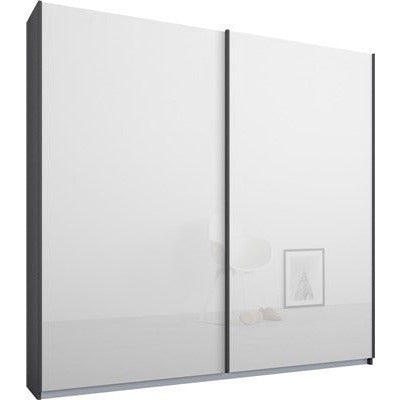 Rauch Essence Sliding Door Wardrobe Graphite Grey Frame Glossy White Glass Doors