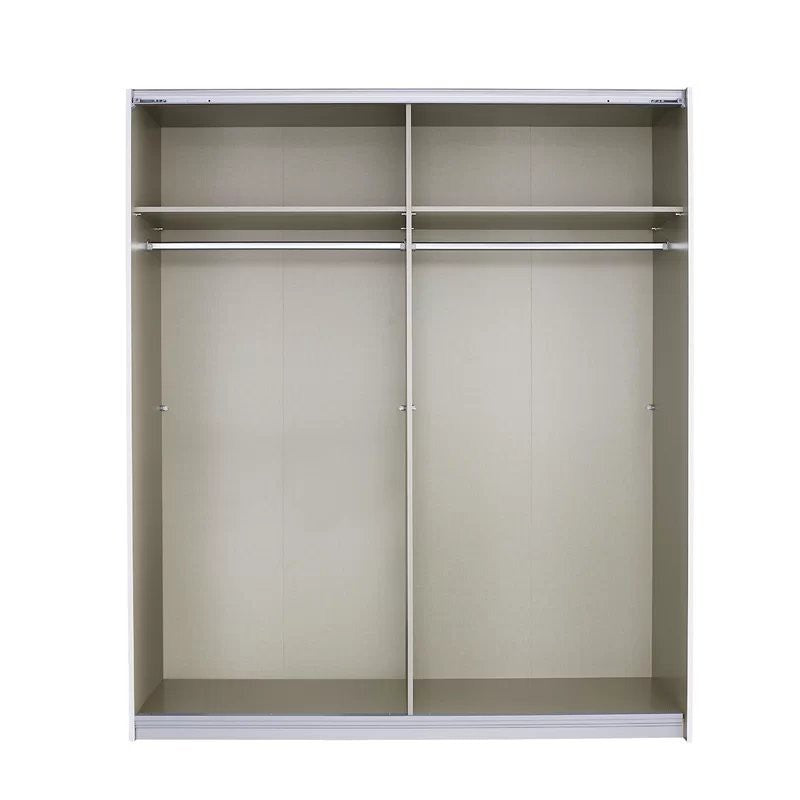 Essence Sliding Door Wardrobe White Frame Glossy Glass White Doors