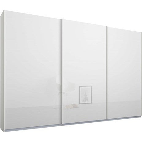 Rauch Essence Sliding Door Wardrobe White Frame Glossy Glass White Doors