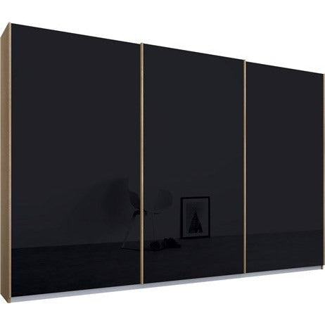 Rauch Essence Sliding Door Wardrobe Oak Frame Matt Glossy Basalt Glass Grey Doors