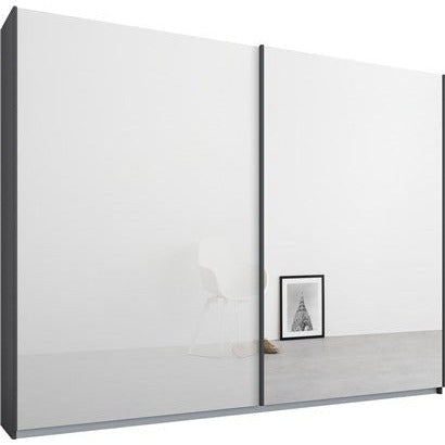 Rauch Essence Sliding Door Wardrobe Graphite Grey Frame Glossy White Glass Doors 1 Mirror