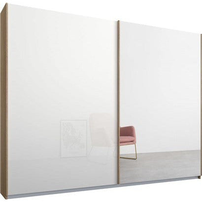 Rauch Essence Sliding Door Wardrobe Oak Frame Glossy White Glass Doors 1 Mirror