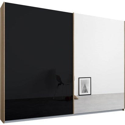 Rauch Essence Sliding Door Wardrobe Oak Frame Matt Glossy Basalt Glass Grey Doors 1 Mirror