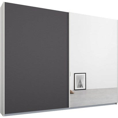 Rauch Essence Sliding Door Wardrobe White Frame Glossy Basalt Grey Doors 1 Mirror