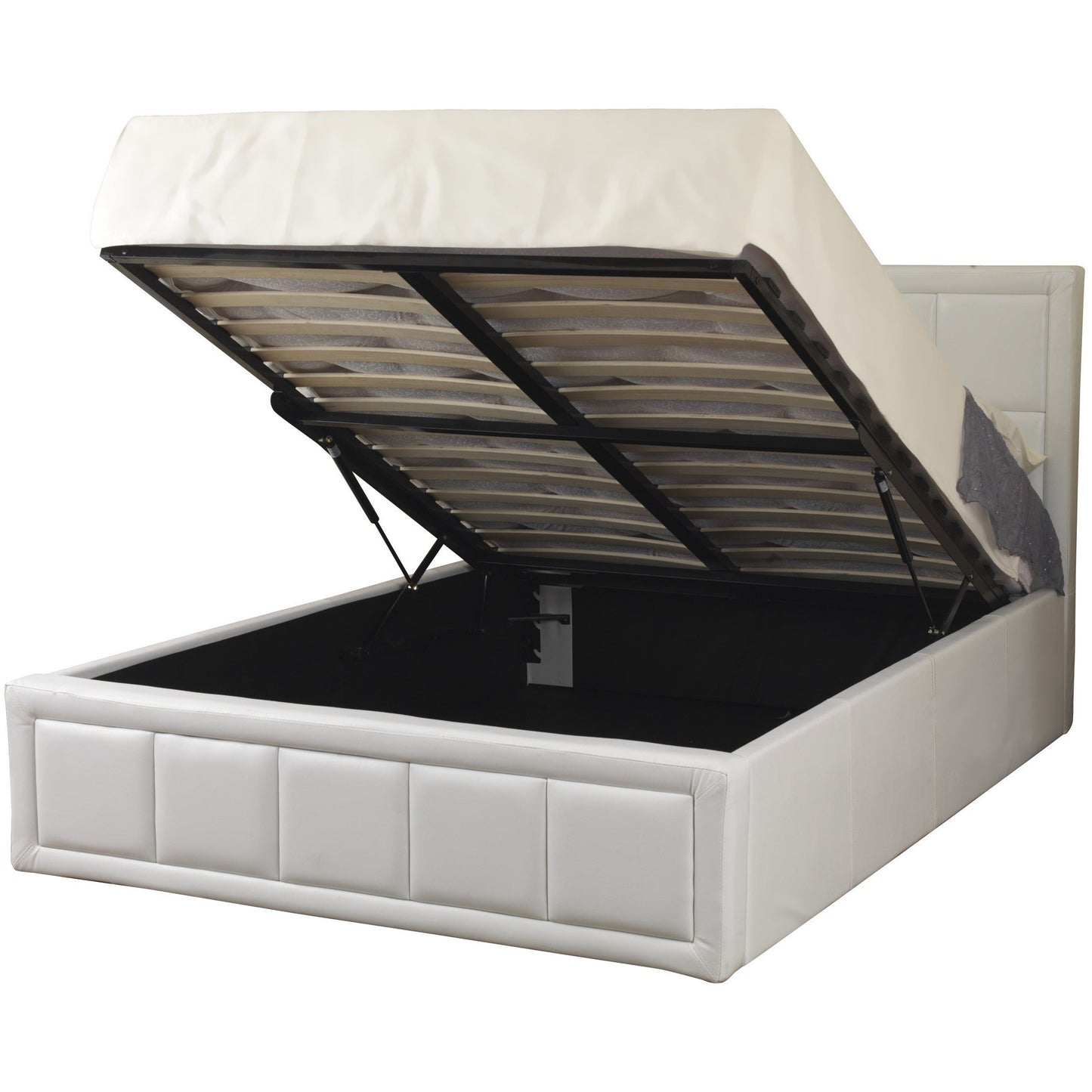 Cheryl Faux Leather Ottoman Bedstead White