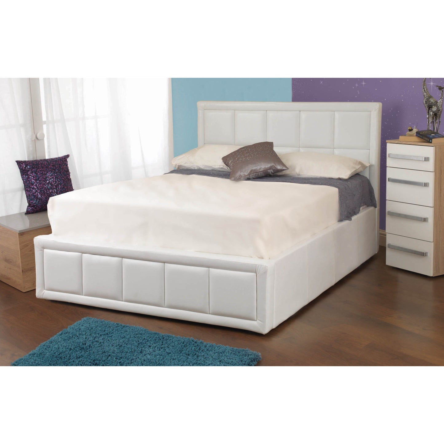 Cheryl Faux Leather Ottoman Bedstead White